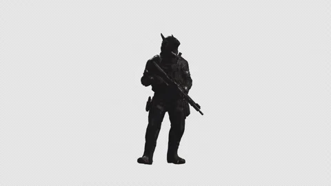 Sci-Fi Soldier with cinematic lighting on Transparent Background 03 Stock Footage 217573051