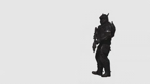 Sci-Fi Soldier with cinematic lighting on Transparent Background 06 Stock Footage 217588731