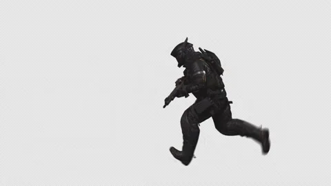 Sci-Fi Soldier Run in Loop Shot with Alpha Channel 06 Stock Footage 217910286