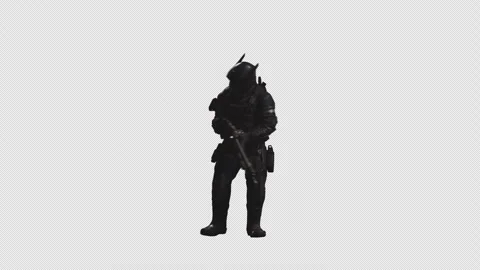 Sci-Fi Soldier Sneak in Loop Shot with Alpha Channel 03 Stock Footage 218034569
