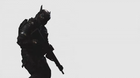 Sci-Fi Soldier Sneak in Loop Shot with Alpha Channel 07 Stock Footage 218051130