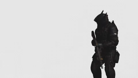 Sci-Fi Soldier Sneak in Loop Shot with Alpha Channel 09 Stock Footage 218057061