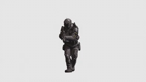 Sci-Fi Soldier walk Clear with Alpha Channel background 03 Stock Footage 218408227