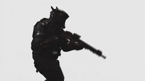 Sci-Fi Soldier walk Clear with Alpha Channel background 09 Stock Footage 218415768