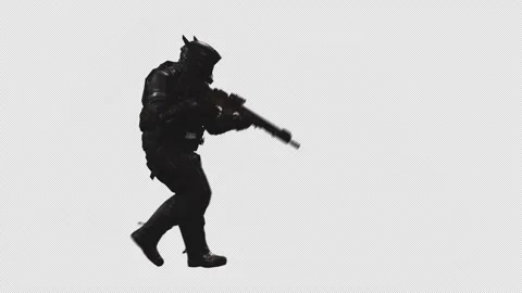 Sci-Fi Soldier walk Clear with Alpha Channel background 12 Stock Footage 218421235