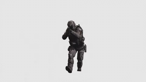 Sci-Fi Soldier Walk Forward with Alpha Channel background 05 Stock Footage 218445486