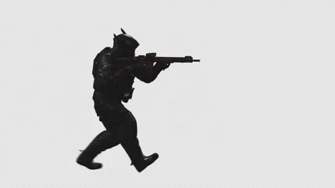Sci-Fi Soldier Walk Forward with Alpha Channel background 10 Stock Footage 218476580