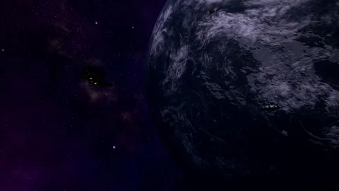 Sci-Fi Space Drama: UFO Meets Alien Mothership Stock Footage 107864045