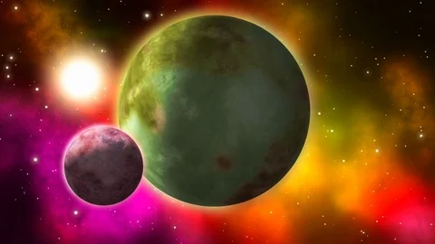 Sci-fi space with planets and nebulae. Cycle. Stock Footage 90800825