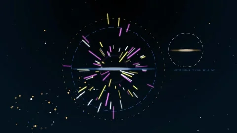Sci-Fi Space Radar HUD and Quantum Particle Collision Scanner Animation Stock-Footage 347777020
