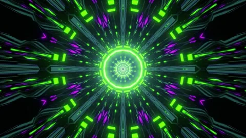 Sci fi space tunnel with glowing neon rays 3d illustration Stock Footage 160523889