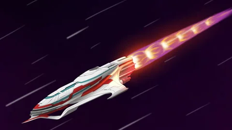 Sci-Fi Spacecraft Speeding with Blazing Jet Engines 2d Animation Stock Footage 294180982