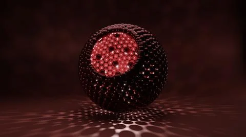 Sci-fi sphere created with many small spheres in a beautiful environment. Illustrazione stock