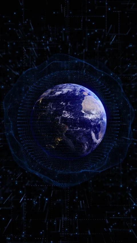 Sci-fi sphere particles. Technology network connection on world. Futuristic Stock Footage 313676729