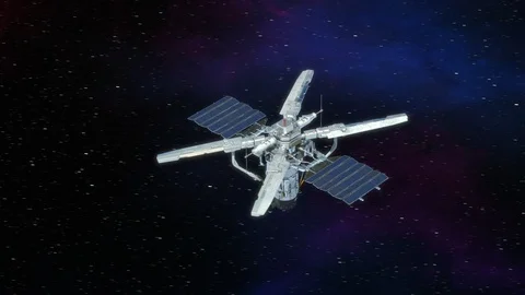 Sci-fi Spy Satellite Flying in Space. Stock Footage 116624945