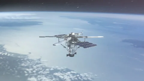 Sci-fi Spy Satellite Orbiting The Earth. Stock Footage 210182025