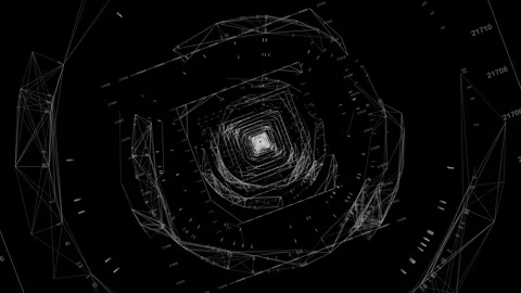 Sci-Fi Square Data Tunnel for Cyber Security Analytics and Artificial Stock Footage 336235246