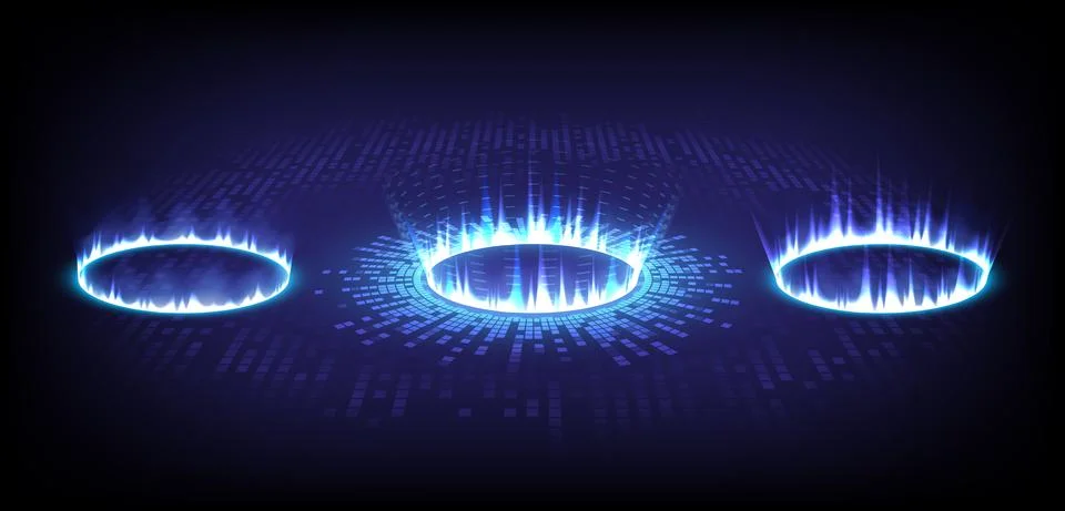 Sci-fi stage high-tech collection in glowing HUD. Hologram portal of science  イラスト素材