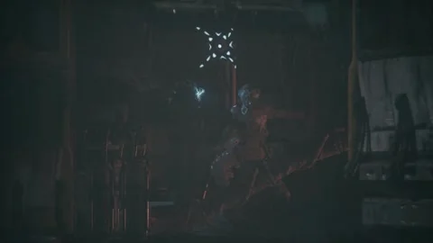 The Sci-Fi stealth soldier kills the robot with the dagger Video stock 248806243