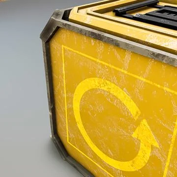 Sci-fi storage box isolated on gray background Stock Illustration