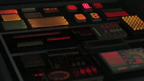Sci fi style digital readout display pan Stock Footage 100594084