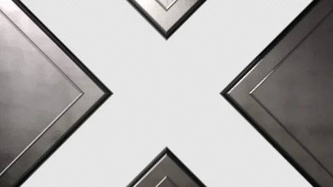 A sci-fi-style transition feat. a metal door closing and opening in an X-shape Video stock 343499612