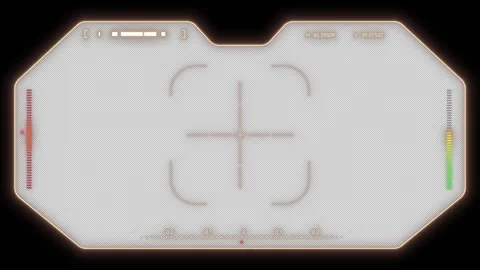 A sci-fi-style video scope HUD with an alpha channel that glows orange and loops Stock Footage 341547415
