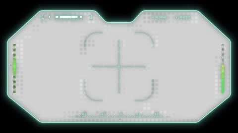 A sci-fi-style video scope HUD with an alpha channel that glows green and loops Video stock 341547428
