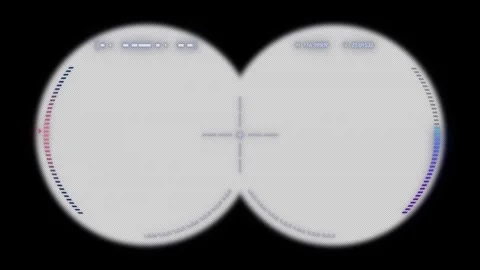 A sci-fi-style video scope HUD with an alpha channel that glows purple and loops Stock Footage 341547609