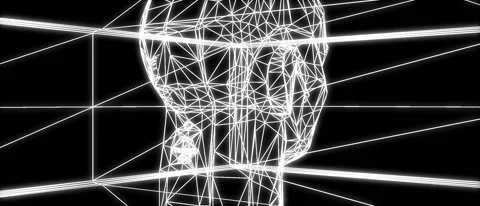 Sci-fi synthwave 80's style illustration of a 3D wireframe meshon Stock Footage 156520939