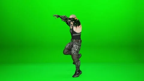 Sci-Fi Tactical Mercenary Dance on Chroma Key Видео 320162190