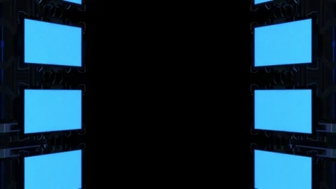 Sci-fi technolog screen with noise. Hi-tech neon sci-fi tunnel. Stock Footage 268578007