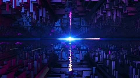 Sci-fi technolog structures. Hi-tech neon sci-fi tunnel.  Stock Footage 268575755