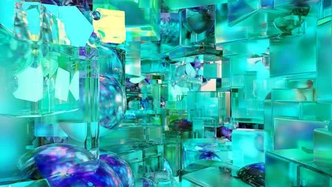 Sci fi technology background, Abstract cubic pattern, 3d solid geometry Stock Illustration