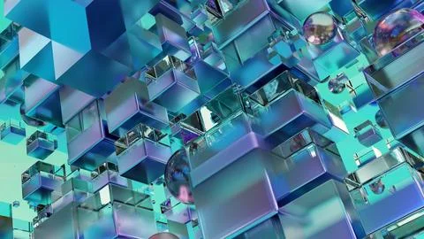 Sci fi technology background, Abstract cubic pattern, 3d solid geometry, Stock Illustration