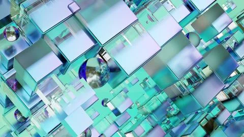 Sci fi technology background, Abstract cubic pattern, 3d solid geometry, Stock Illustration