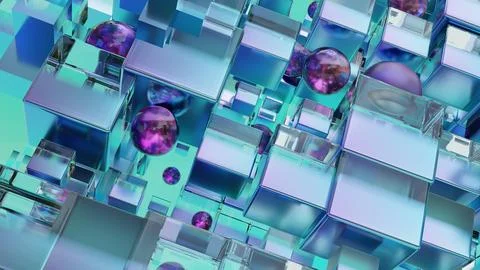 Sci fi technology background, Abstract cubic pattern, 3d solid geometry, イラスト素材