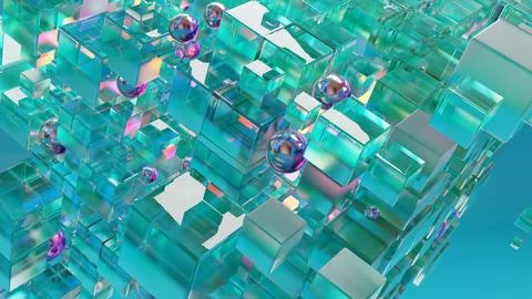 Sci fi technology background, Abstract cubic pattern, 3d solid geometry, Stock Illustration