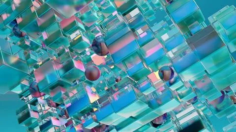 Sci fi technology background, Abstract cubic pattern, 3d solid geometry, イラスト素材