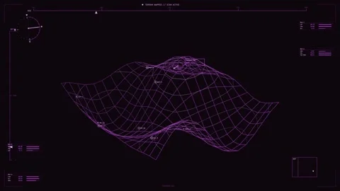 Sci-fi topographical map interface with 3D terrain wireframe and tactical d.. Stock Footage 334113352
