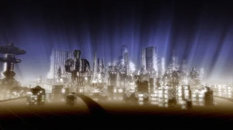 Sci-Fi Town Stock Footage 8787311