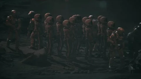 A Sci-Fi transfer of elite human astronauts to a spaceship 04 Stock Footage 252612354
