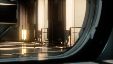 Sci-fi tunnel or spaceship corridor Illustrazione stock
