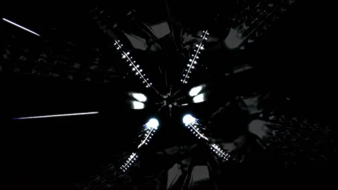 Sci-fi tunnel VJ loop / 3D animation of endless cameras pan through triangular Stock-Footage 91498045
