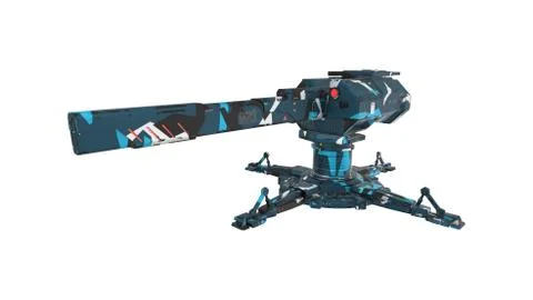 Sci-fi Turret 3D Render Stock Illustration
