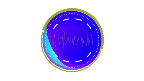 Sci Fi UI HUD frequency wave ball form animation video on white background Stock Footage 345029872