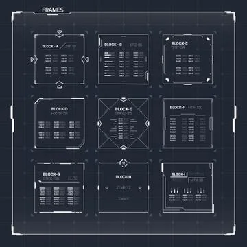 Sci-Fi Ui Square Frames Stock Illustration