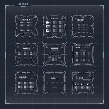 Sci-Fi Ui Square Frames Stock Illustration