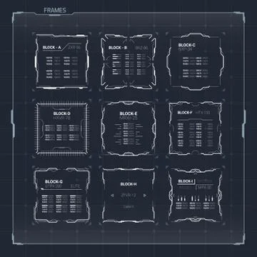 Sci-Fi Ui Square Frames Stock Illustration