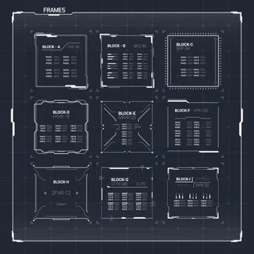 Sci-Fi Ui Square Frames Stock Illustration